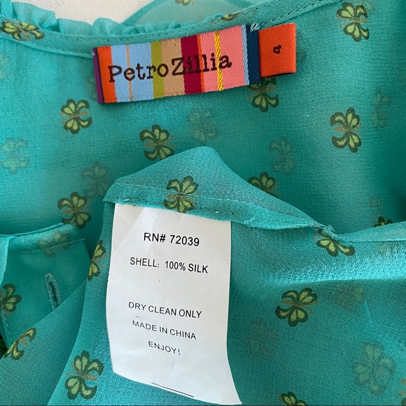 Blue floral silk bow blouse - Picture 5 of 7